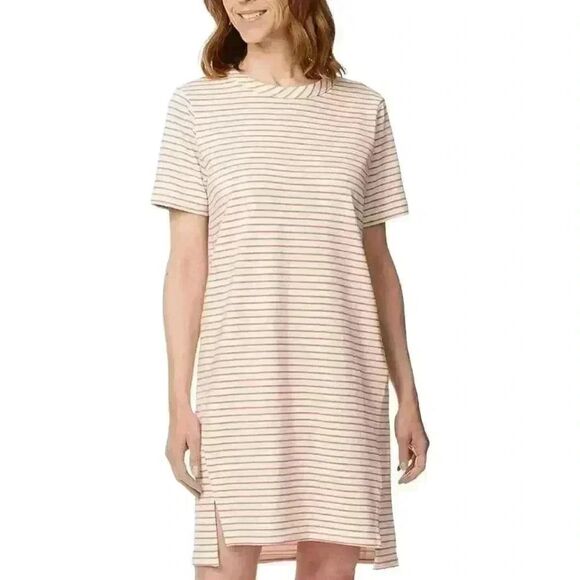 Buffalo David Bitton Women's Ivory/Rose Cotton/Poly Knit T-Shirt Dress - Picture 1 of 10